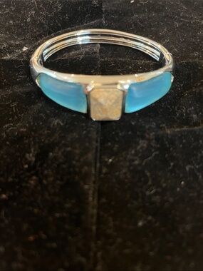 Alexis Bittar Silver Bracelet with Turquoise Blue Inlays